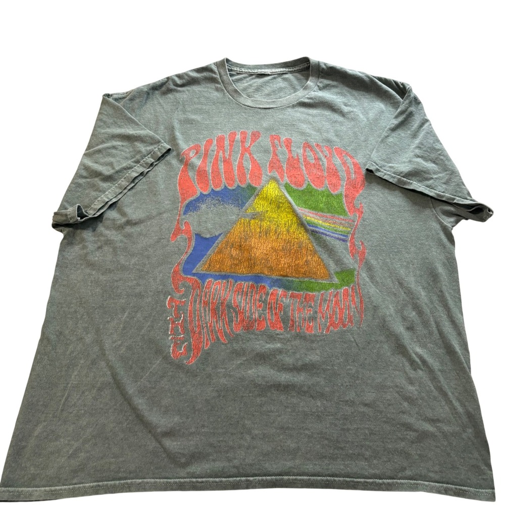 Pink Floyd Dark Side of the Moon 1973 Tour Graphic T-Shirt Green Gray XL